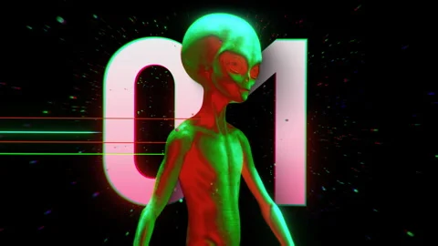 Alien Psychedelic Countdown Number 01 Stock Footage 293489751
