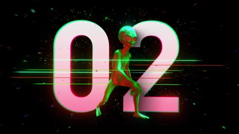 Alien Psychedelic Countdown Number 02 Stock Footage 293489688