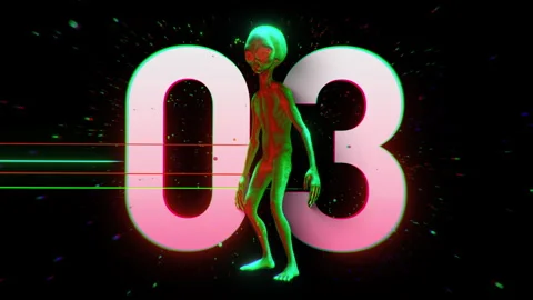 Alien Psychedelic Countdown Number 03 Stock Footage 293489835