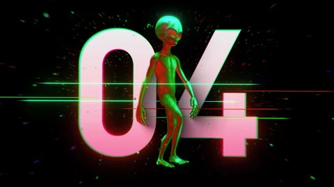 Alien Psychedelic Countdown Number 04 Stock Footage 293489843
