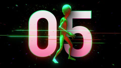 Alien Psychedelic Countdown Number 05 Stock Footage 293489869