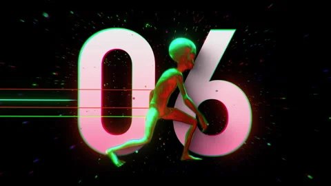 Alien Psychedelic Countdown Number 06 Stock Footage 293489872