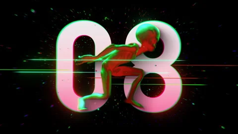 Alien Psychedelic Countdown Number 08 Video stock 293490112