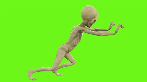 Alien pushing. Loopable animation on green screen. 4k. Stock-Footage 87100406