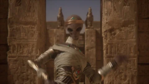 Alien queen mummy opens concert with a graceful dance performance Stock Footage 293638007
