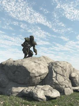 Alien Ranger Scout Exploring Stock Illustration