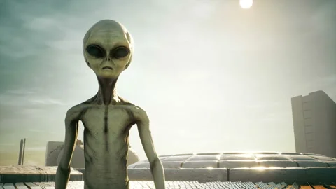 Alien returns to base after inspecting solar panels. Super realistic concept. 스톡 동영상 99632625