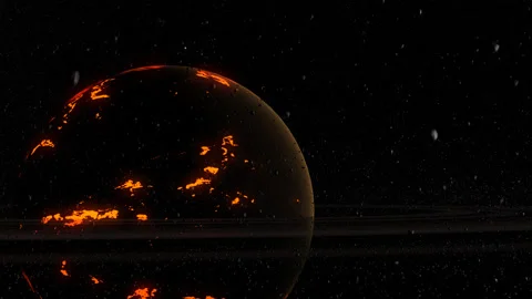 Alien Ringed Planet Stock Footage 136446563