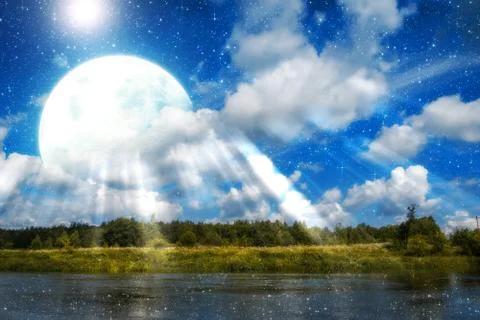 Alien river landscape Stock Photos
