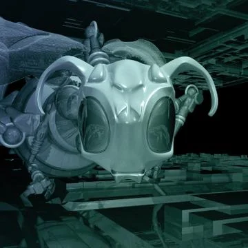 Alien robot head Stock Illustration