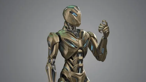 ALIEN ROBOT LOOKS AT HIS ARM Stock Footage 253019258