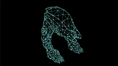 Alien Robot Low Polygon Mesh 2D Animation Stock Footage 117003328