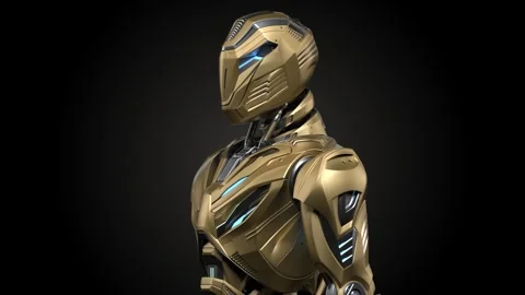 ALIEN ROBOT UPPER BODY TURNTABLE Stock Footage 253068738