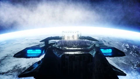 Alien rock party on space ship. Concert. Guitar, bass and drum play. Stock Footage 82286413