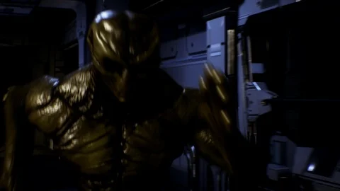 The Alien is running in the corridor bec... | Stock Video | Pond5