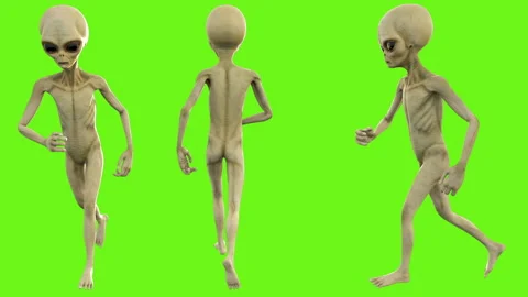 Alien running. Loopable animation on green screen. 4k. Stock Footage 87099926