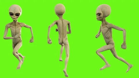 Alien running. Loopable animation on green screen. 4k. Stock Footage 87100676