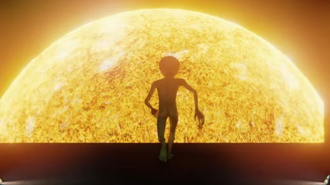 The alien is running towards the sun Stock Footage 290481037