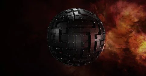 Alien satellite in space 3D render High quality Ilustración de archivo