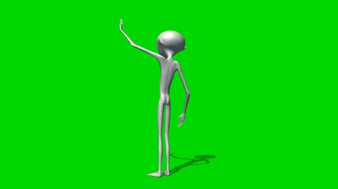 Alien says hello - seperated on green screen 스톡 동영상 34448043
