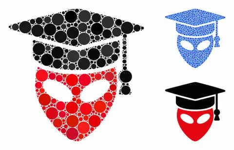 Alien Scientist Composition Icon of Circles 스톡 일러스트