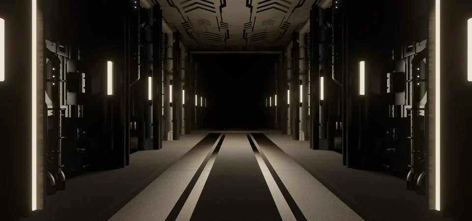 Alien SciFi Empty Hallway Corridor Room Garage Studio Dance Glowing Awesome L Illustrazione stock