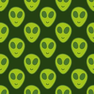 Alien seamless doodle pattern, vector color illustration Stock Illustration