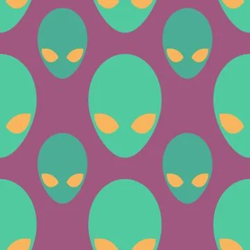 Alien seamless pattern. Space invaders background. UFO texture 스톡 일러스트