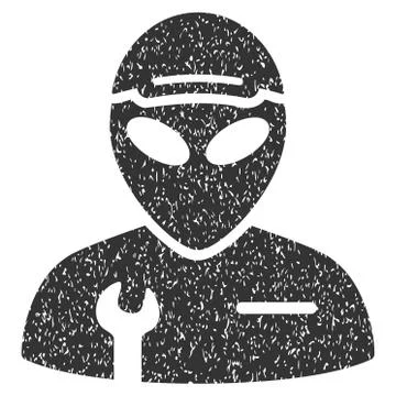 Alien Serviceman Grainy Texture Icon 스톡 일러스트