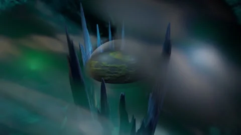 Alien settlement in outer space. interstellar spacecraft colony. scifi futuri Stock Footage 140774005