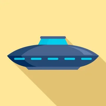 Alien ship icon, flat style Stock Illustration
