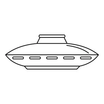 Alien ship icon, outline style Stock Illustration