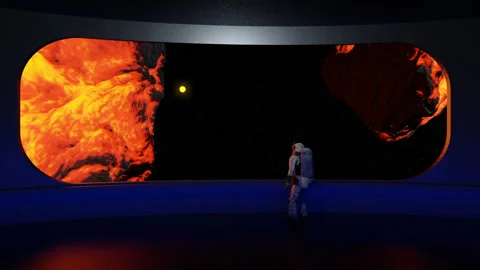 Alien Ship View of Passing Star Cores Stock Footage 165994551