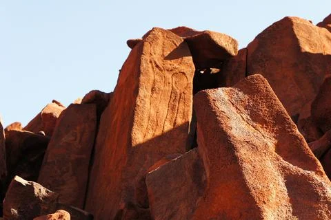 Alien Side View Rock Art Geometric Shapes Stock Photos