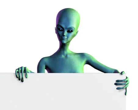 Alien with Sign Edge Stock Illustration