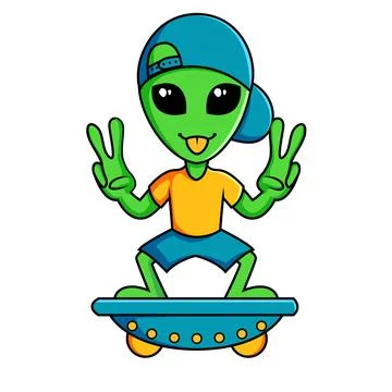 Alien skate and ufo vector illustration Stock Illustration