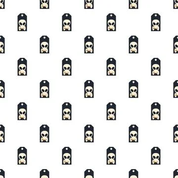 Alien skull crossbones tags creating toxic warning pattern Illustrazione stock