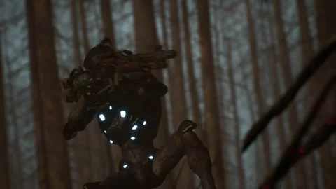 Alien sniper shoots bombs to battle astronauts and zombies 02 Stock Footage 232898062