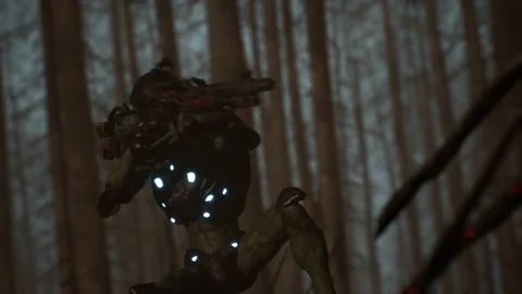 Alien sniper shoots bombs to battle astronauts and zombies 04 Stock Footage 232899211