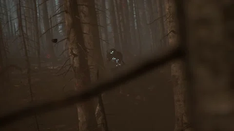 Alien sniper shoots bombs at zombies in close combat 03 Stock Footage 232885595