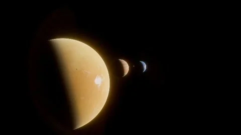 Alien Solar System Planetary Alignment in Deep Space 4K CGI Stock Footage 339164663