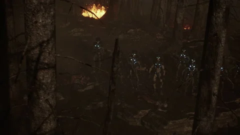 Alien soldiers capture the astronauts after the battle in slow motion 01 Stock Footage 233389112
