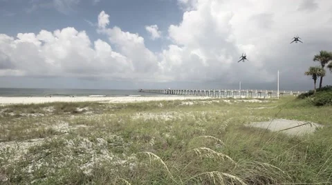 Alien Space Craft Flyby Florida Coastline Stock Footage 41586624