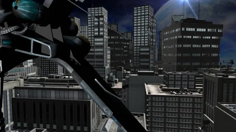 Alien Space Craft Flyby Future World Stock Footage 41586647