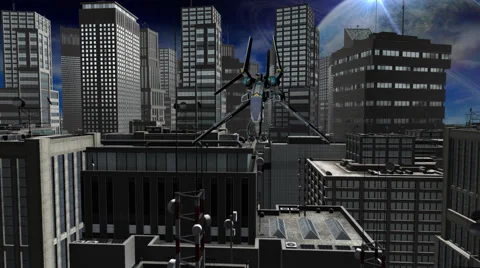 Alien Space Craft Flyby Future World Stock Footage 41588927