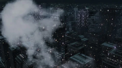 Alien Space Craft Flyby Virtual City Stock Footage 41582253