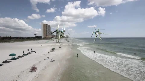 Alien Space Craft Flyin Over Florida Beach Stock Footage 41586438