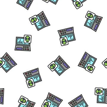 Alien space laptop vector seamless pattern 스톡 일러스트