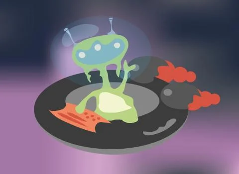 Alien in Space on Spaceship Stock Illustration