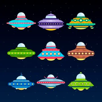 Alien space UFO vector set Stock Illustration